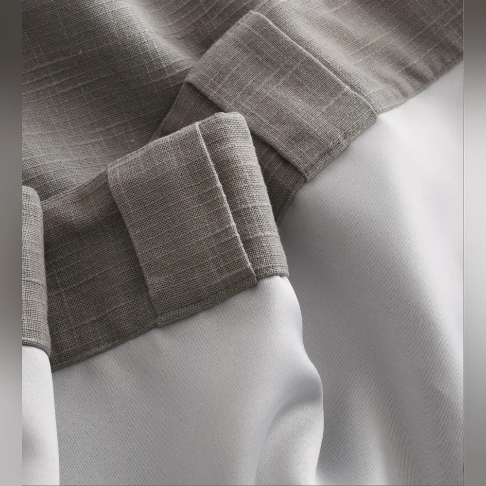 NWOT! Quince Cotton Slub Gray Darkening Curtains Set Of 2 Panels! 48